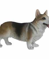 Tuinbeeld welsh corgi hond donkerbruin 32 cm