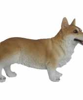 Tuinbeeld welsh corgi hond lichtbruin 32 cm